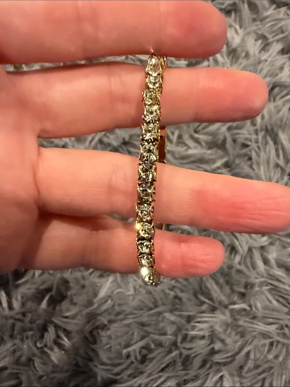 Touchstone Crystal Gold-Tone Clear Crystal Tennis Bracelet